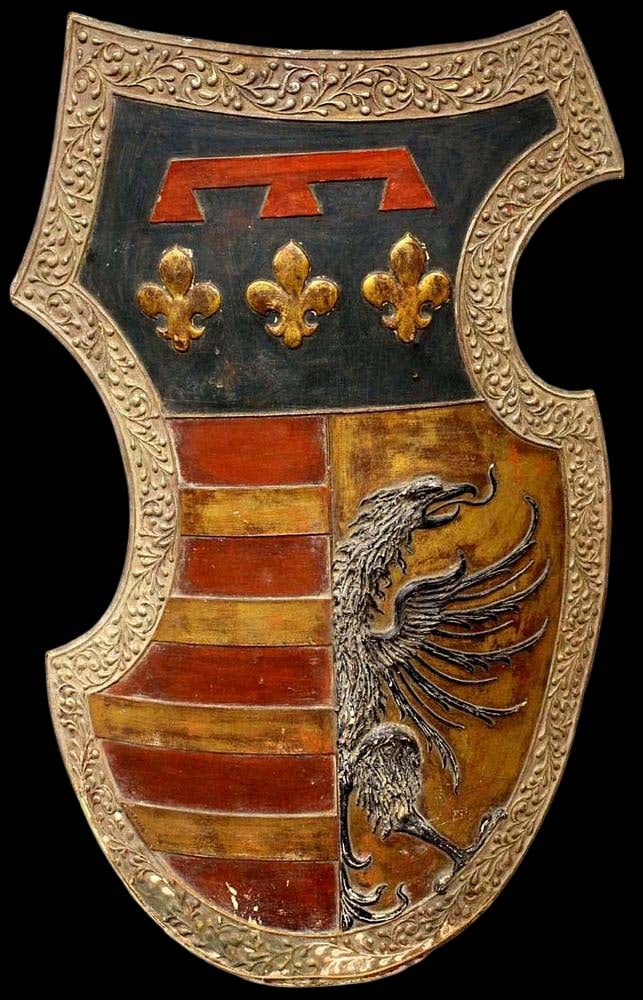 ANTIQUE MEDIEVAL STYLE GERMAN OR ENGLISH KNIGHTS JOUSTING TOURNAMENT SHIELD ARMOR WITH HERALDIC (1 of 10)