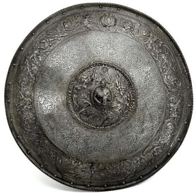 Magnificent French or Italian Victorian Parade Armor Shield of 16th C. Style.