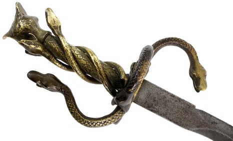 Very Interesting Italian Figural Brass Hilted SCHIAVONA Type Rapier Sword with Very Strong