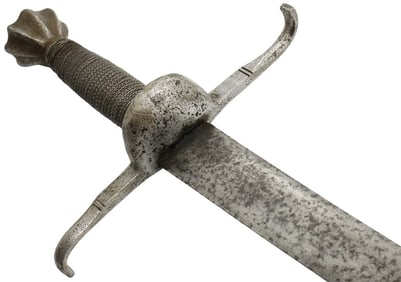Rare 15th-16th C. Late Medieval era Italian Knights Broad Sword Rapier with Distinctive Early