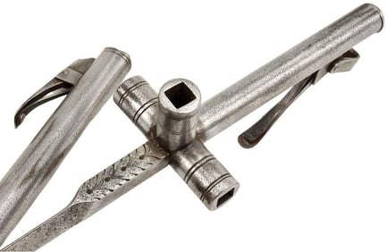 Unique 17th C. Italian Large Military Stiletto Dagger with Wheellock Pistol/Rifle Winding Keys &
