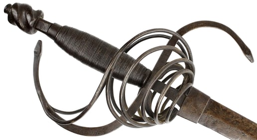 MASSIVE 16th-17th C. German or Spanish Horseman's 5-Ring War Sword Rapier with Powerful Sturdy Blade
