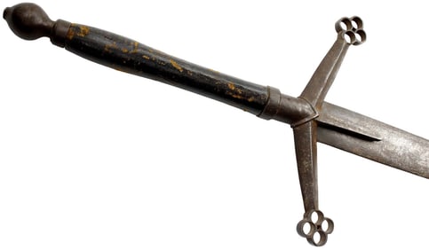 Very Rare Large Scottish two-handed CLAYMORE Sword of 15th-17th C. type, with Strong Iron Mounts and