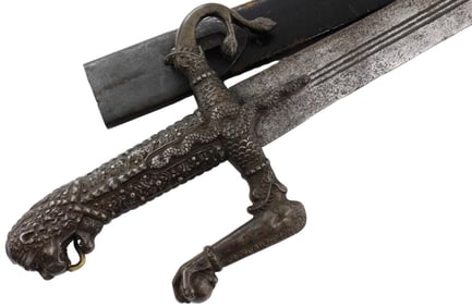 Beautiful Large Austrian Hungarian Polish ''PALLASCHE'' Broad Sword with Elaborate Iron Monster