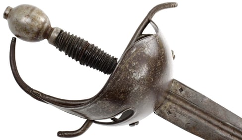 Very Good 17th-18th C. Spanish Colonial Cup-hilt Rapier Broad Sword with ''Andrea Ferrara'' Blade.