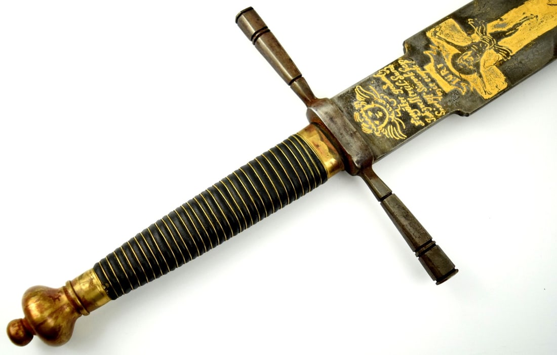 Fascinating German Executioner's Beheading Justice Sword with Massive Blade Profusely Engraved and (1 of 17)