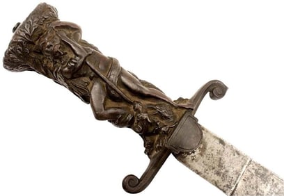 Fabulous 16th C. Style Austrian Hunting Sword, Beautiful Massive Figural Iron Hilt - a Statue of