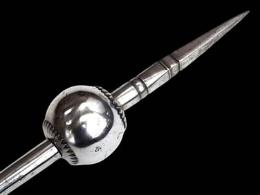 Very Rare 16th-18th C. Mughal Indian Sword Hilted Ball-head Battle Mace, Most Likely of WOOTZ