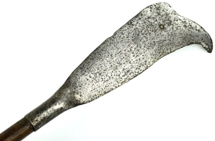Rare 15th-17th C. English Scottish or German Polearm BILL Ax Halberd, Maker Marked with Sun Symbol.