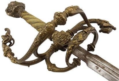Gorgeous Monumental MASSIVE Swept Hilt Rapier Sword of Renaissance era Royalty Parade Style, with