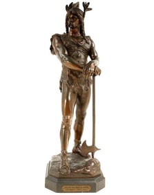 Very Fine French Large Bronze Sculpture by Famous MARCEL DEBUT Sculptor (1840-1916) of an Ancient