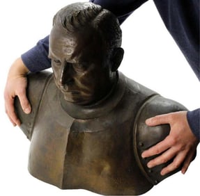 Impressive Monumental Life-size Antique Bronze Bust of a Military General in Heavy Cuirass Body