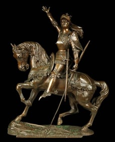 Fine Antique Bronze Sculpture of a Medieval Gothic King in Beautiful Knight's Armor on Horse with a