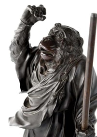 A Beautiful Large Japanese 19th Century, Meiji period bronze okimono of a monkey dressed as a