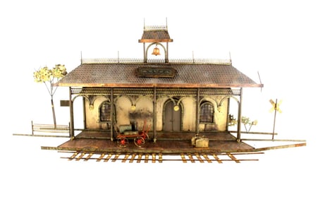 Vintage MCM Curtis Jere Azusa Train Station Metal Wall Sculpture