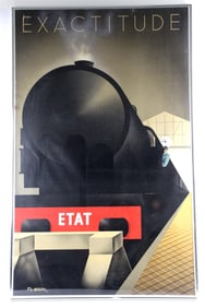 1979 Litho Art Deco Poster Exactitude Train By Pierre-Felix Fix Masseau