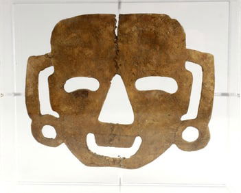 Extremely Rare Pre-Columbian Mayan Petrified Bone Death Mask