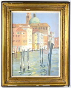 American Kang Yon Cho (1953-2021) Venice Waterway Oil Painting
