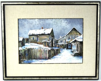 American/Polish Pawel Kontny Vitebsk Oil On Board Painting