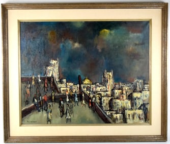 American/Russian Sol Wilson (1896-1974) Roof Tops Oil Painting