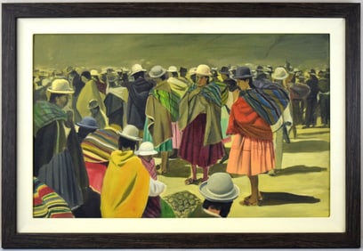 Original South American Peruvian Oil On Canvas Painting