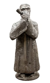 American Irene Stein Large Judaica Blowing Shofar Metal Sculpture