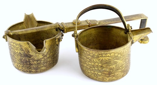 19th C. Japanese Meiji Gilt Copper Sake Ewers