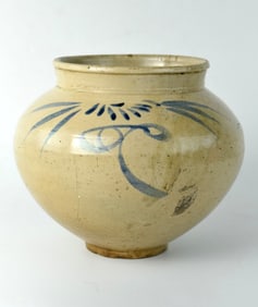 Antique Korean Blue white ceramic pot