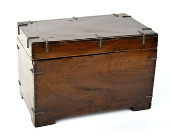 19th C. Korean wood box or trunk. Signed.