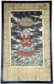 Rare Antique 18th-19th C Chinese Tibetan Hand Painted Casey Thangka