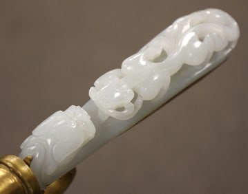 A Chinese White Mutton Jade Silk Iron