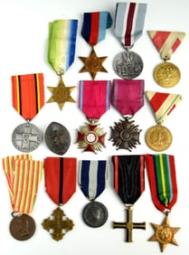 International Medal Collection (14 pcs) British WWII Stars, Polish Orders & Merits, Austria,