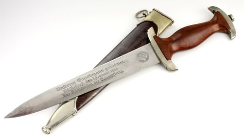 Rare WW II German SA Officer's 1939 PRESENTATION Dirk Dagger, Rare Maker.