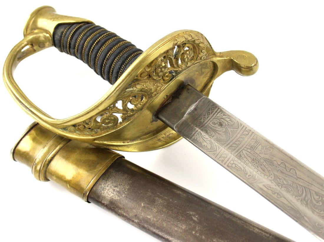 Very Good American Civil War M-1850 US Foot Officer Sword by Scarce German Maker. Beautiful Etched (1 of 20)