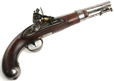 Scarce American pre Civil War era Large Flintlock Pistol by ''A. Waters, Milbury, MS'' Dated 1837.