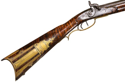 J.H. JOHNSTON SIGNED PERCUSSION KENTUCKY RIFLE.