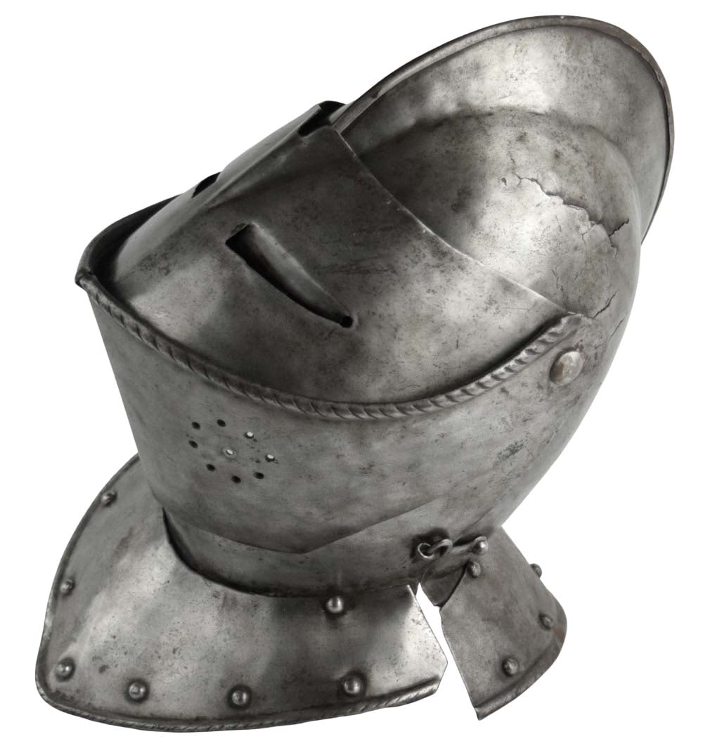 Very Rare 16th-17th C. English or German Closed BURGONET Helmet with Battle Scar to the Skull, Most (1 of 20)