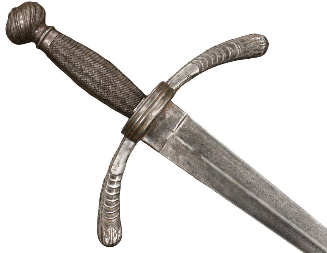 Large German French or English Left Hand Dagger to Accompany a Rapier Sword, Nice Chiseled Steel (1 of 20)