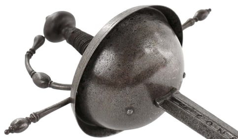 Rare 17th C. Spanish or Italian Cup-hilt Rapier Sword, Blade Inscribed ''I CONSIST OF THE STRENGTH