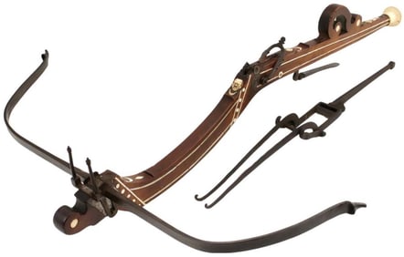 Exquisite 17th-18th C. German or English Aristocrat's Hunting Stonebow with Carved Demons, Devil