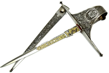 Fabulous Quality Victorian era Spanish DAGA Main Gauge Left Hand Dagger for a Rapier Sword in 17th