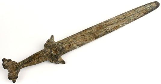 Highly Ornate Ancient type Chinese or Luristan Bronze Dagger.