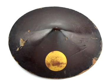 Fine Quality Signed Antique MeiJi era Japanese Samurai Lacquered JINGASA Helmet Hat with Family Mon
