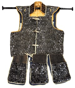 Very Good and Rare Antique Japanese Samurai JIMBAORI Scaled Chain-mail Vest Armor Shirt, Probably