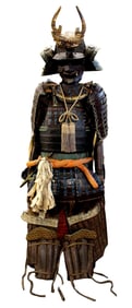 Very Good Complete Edo Period Japanese Samurai YOROI Armor Suit with Fine Mempo & Kabuto Helmet,