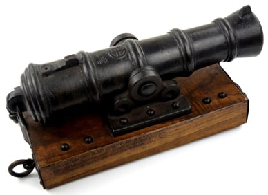 Very Rare Edo Period Japanese Samurai Iron War Cannon with SHIMAZU Family Clan MON of Circled Cross.