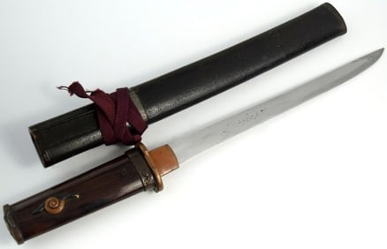 Very Nice KOTO era Japanese Samurai YOROIDOSHI-TANTO Dagger, Lovely Matching Large Snail Mounts,