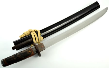 Koto or Shinto era Japanese Samurai WAKIZASHI Sword Dagger, Mumei HIRAZUKURI Blade with Consistent