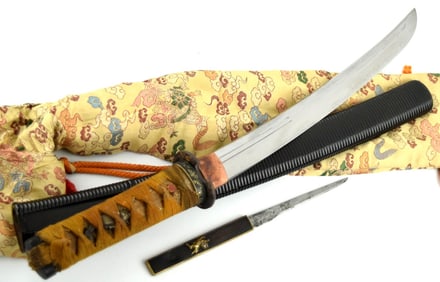 Nice Edo Period Japanese Samurai SHOBU ZUKURI Wakizashi Sword Dagger, Mumei KOTO era Blade. Nice
