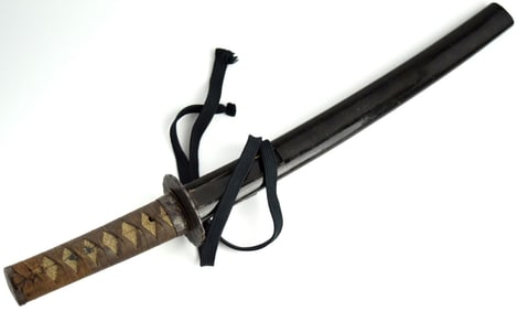 Edo Period Japanese Samurai WAKIZASHI Sword Dagger, Mumei Koto or Shinto Blade, Iron Mounts. Nice